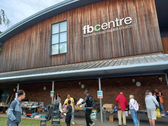 Residents browse pre-loved items at the re3 pop-up shop at Finchampstead Baptist Church.