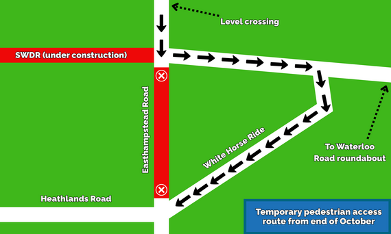 A diagram showing the pedestrian diversion route available from the end of October 