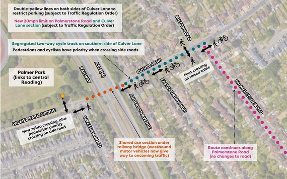 diagram showing the proposed Culver Lane section of this new active travel route, as explained in the article below