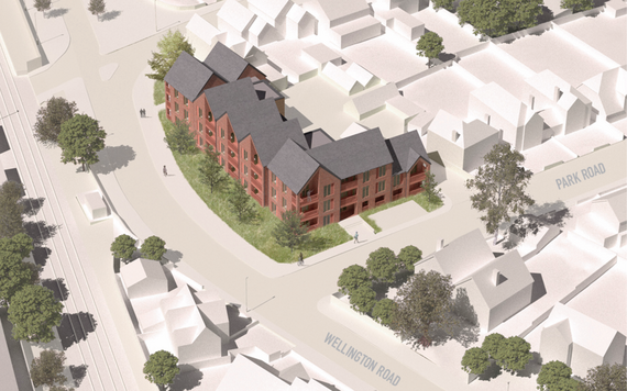 Aerial view of Wellington Road development