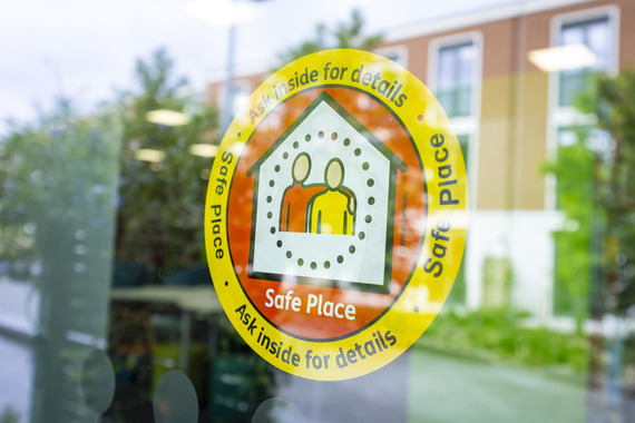 Safe places sticker on window