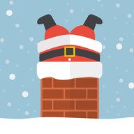 santa stuck down a chimney