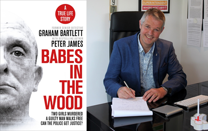 Graham Bartlett and book cover 'Babes in the Wood'
