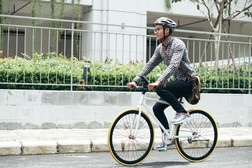 Bicycle with man in helmet