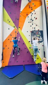 Man with CP using climbing wall