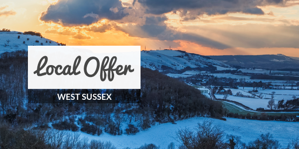 Local Offer banner image of snowy South Downs