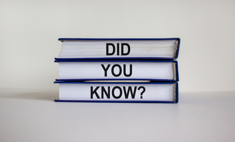 Stack of 3 books with the words "Did you know?" stamped on the edge of the pages