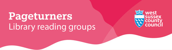 Pink header which reads 'Pageturners: Library Reading Groups'