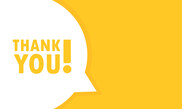 Thank you in a speech bubble against a yellow background