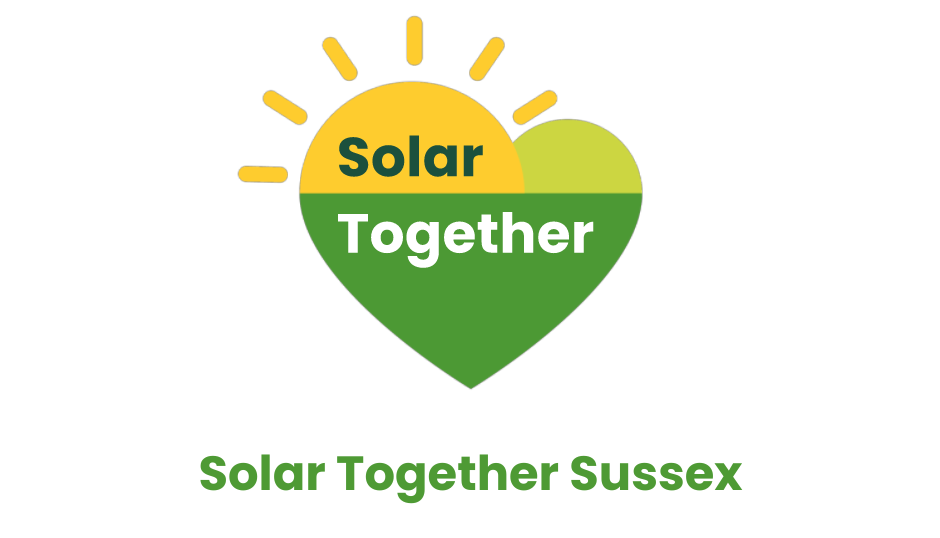 Solar Together Sussex logo showing a yellow sun within a green heart