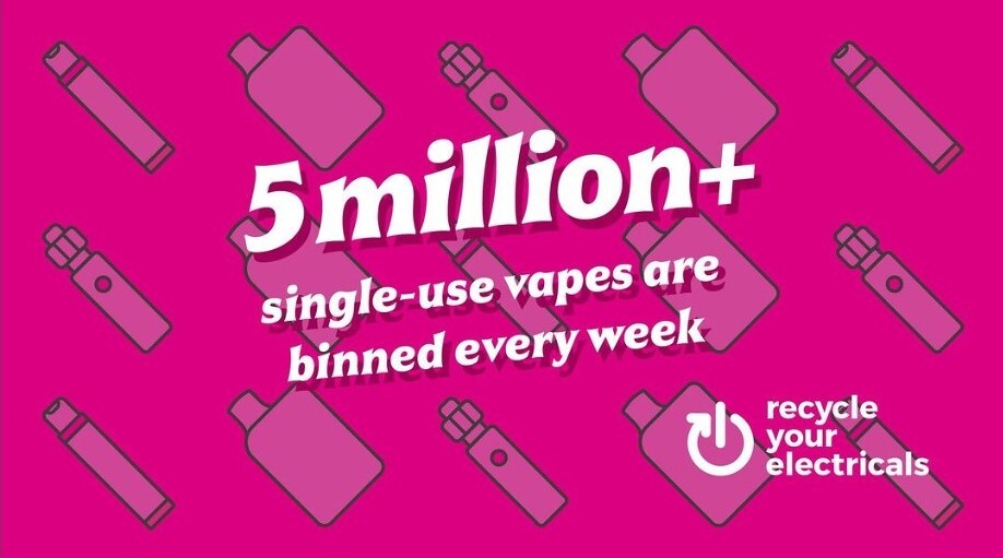 5 million single use vapes are binned every day - recycle your electricals