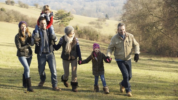 Welcome to a Healthy New Year 2025 family on a winter walk in the countryside