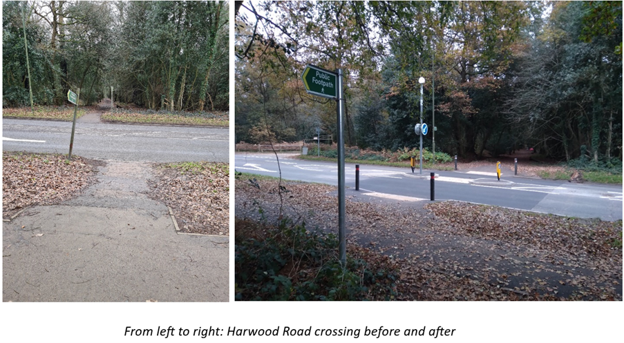 Harwood road crossing before and after