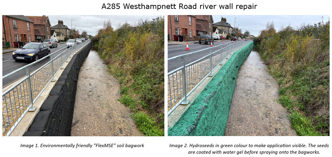 A285 westhampnett road river wall repair