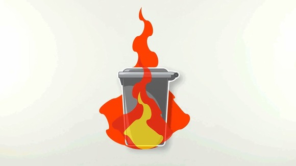 Bin on fire