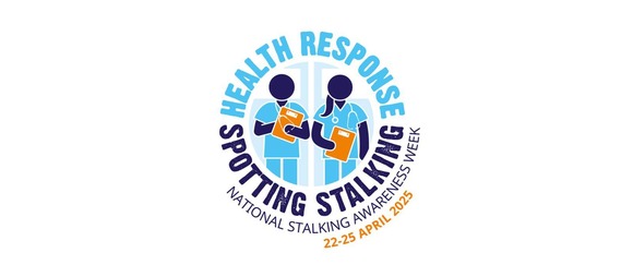Health response. Spotting stalking. National Stalking Awareness Week. 22 - 25 April 2025. Logo 