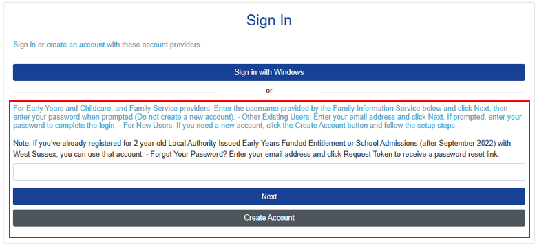 Image of portal log in screen