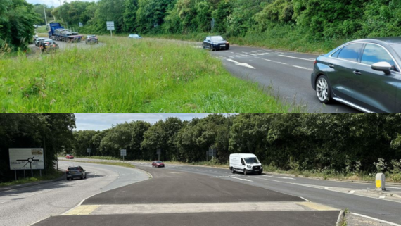 Before and after showing line of sight