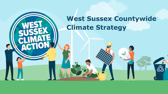 County wide climate strategy with animated people taking action