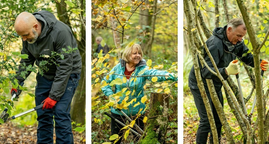 Leigh, Deborah and Paul working on the leaky dam