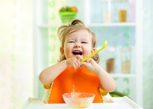 Toddler eating food