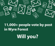 Graphic explaining 11000 people vote by post in Wyre Forest