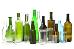 Collections of empty bottles and jars