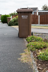 Brown garden waste bin