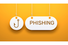 graphic of a fishing hook and the work phishing