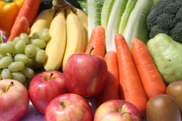 apples, bananas and other fruit and vegetables