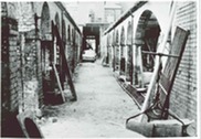 Black and white picture of Bewdley museum shambles
