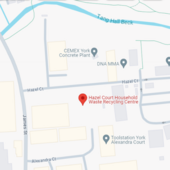 A screenshot of a map showing the location of Hazel Court