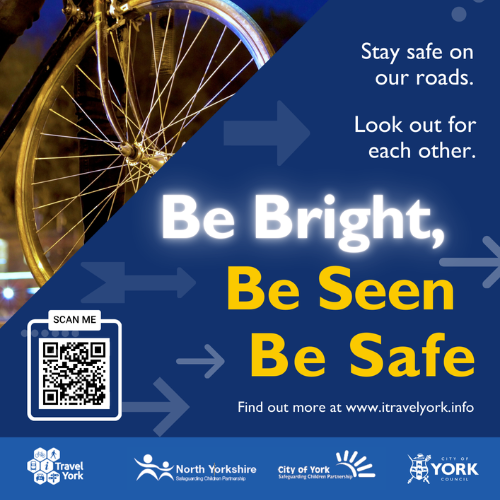 Be Bright be seen graphic with bike