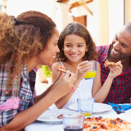 Family eating a meal together