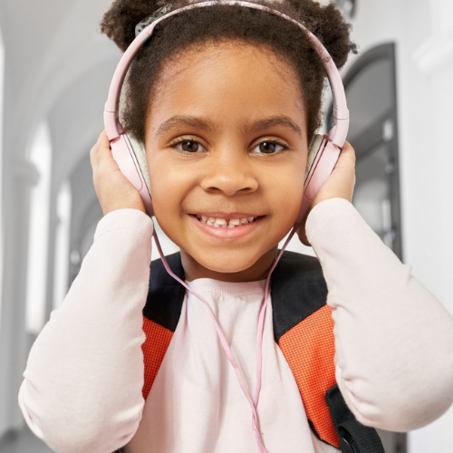 Girl wearing headphones