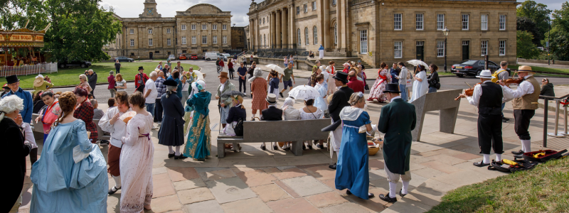 People dressed in Georgian costumes at the Eye of York