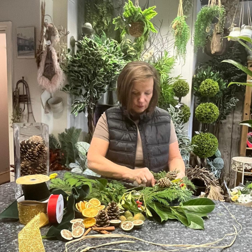 Christmas wreath making