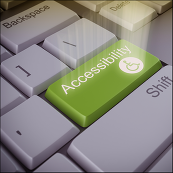 Keyboard with the "enter" button modified with the text "accessibility"