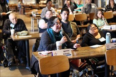 Betty Siegel speaks at a Board meeting with border