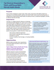 Tip Sheet on Responding to Youth and Young Adult Mental Health Needs image