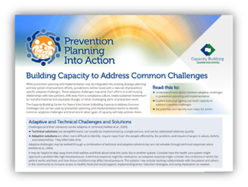 Prevention Planning Into Action: Building Capacity to Address Common Challenges