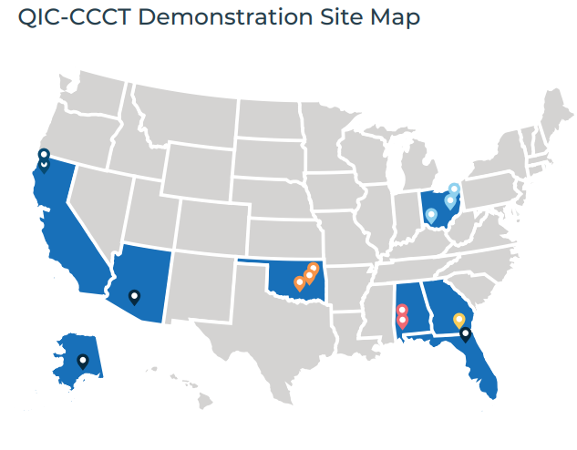 QIC-CCCT Demonstration Site Map