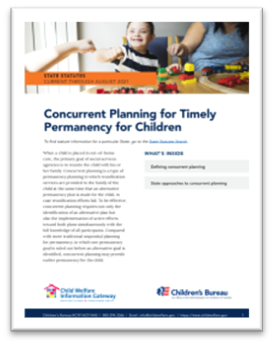 Snapshot of Concurrent Planning for Timely Permanency for Children cover featuring a small child smiling