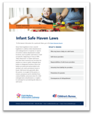 Snapshot of Infant Safe Haven Laws cover with boy smiling