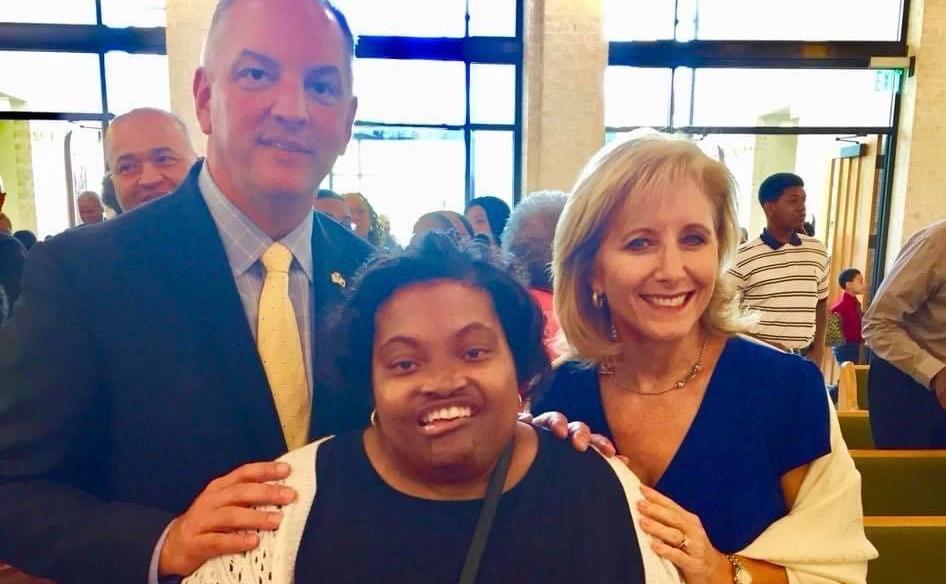 April Dunn with John Bel and Donna Edwards.