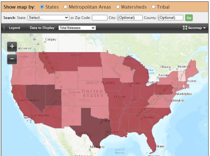Default map view on National Analysis "Where You Live" webpage