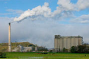 Cement kiln with emissions coming from smokestack