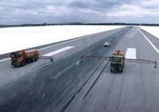 Snow removal equipment on airport runway