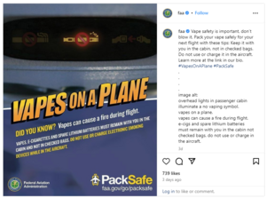 A screen shot of the Instagram post showing the Vapes on A Plane poster and caption
