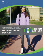 Screen shot of the cover of PHMSA's  Safety Tips for Lithium-Ion Battery-Powered Micromobility Devices 